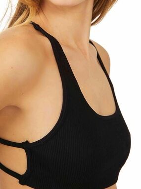 New! INTIMATELY FREE PEOPLE Women's Ribbed Strappy Black Crop Top Size M/L